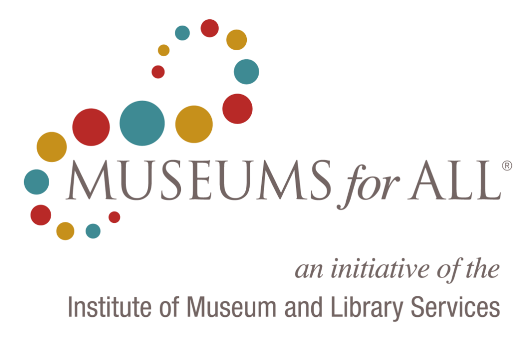Logo for Museums For All program shows swirl of circles in the shape of a figure 8 with Museums for All spelled out.